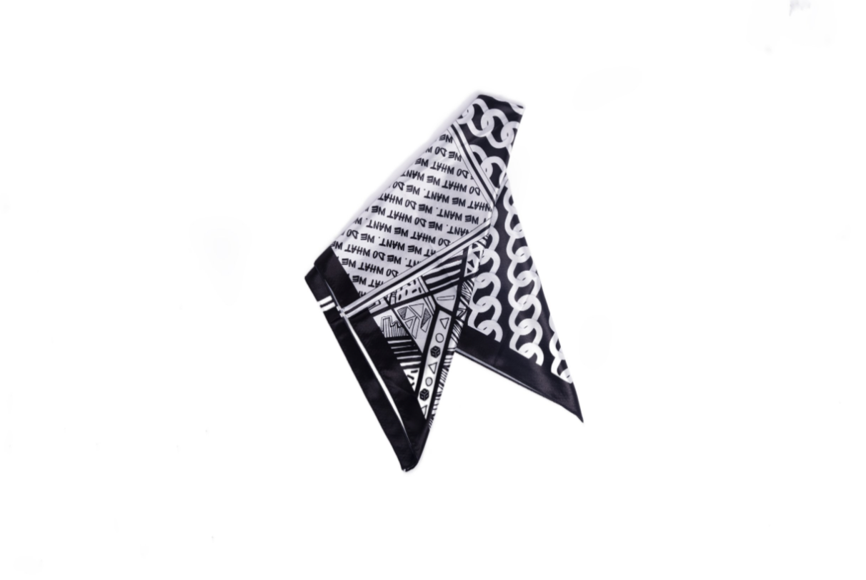 Motto Square Scarf (Black)